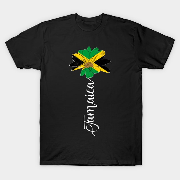 Vintage Jamaica Sunflower Flag Jamaica Lover T-Shirt by Sandra Holloman